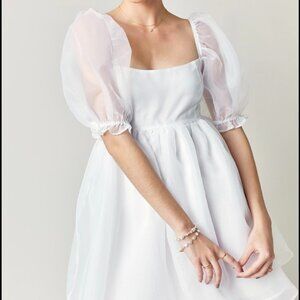 White Puff Sleeve Mini Dress